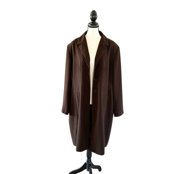 Vintage Jackets & Blazers - Vintage 90’s Oversized Slouchy Jessica Plus Blazer Size 22W Brown Striped Fall